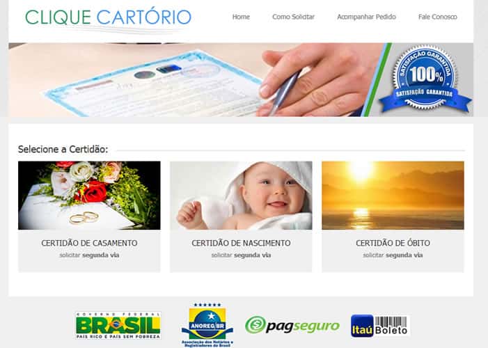 An image of the Clique Cartório project.